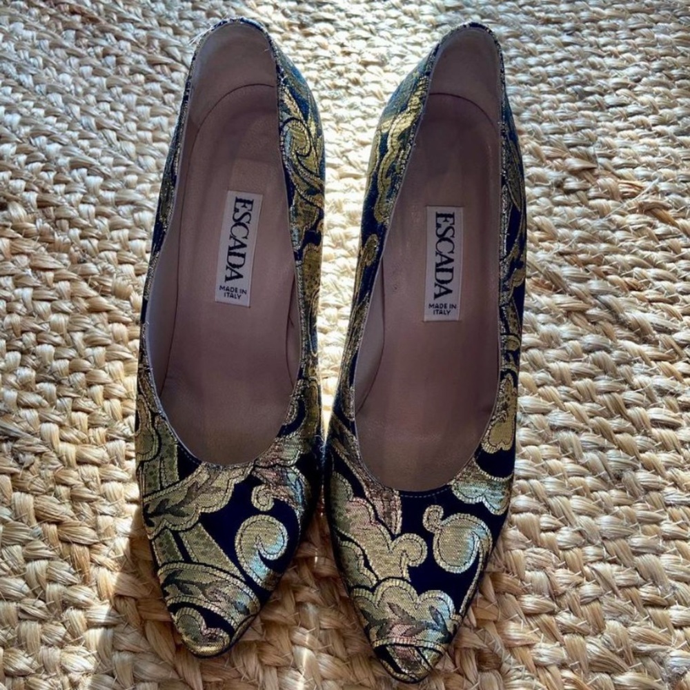 Escada Black and Gold Designer Shoes